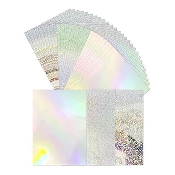 30 упаковок металлической зеркальной бумаги с голографическим рисунком для изготовления открыток для скрапбукинга