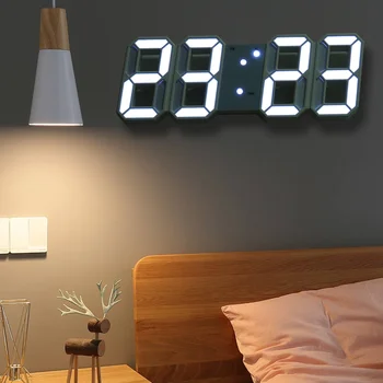 3D цифровые часы Креативные интеллектуальные светочувствительные светодиодные настенные часы Корейской версии студенческого электронного будильника Clo