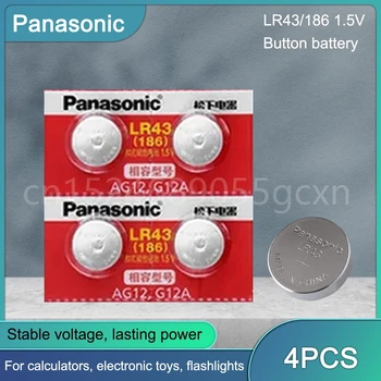 4ШТ Panasonic AG12 LR43 SR43 186 386 1,5 В Щелочная Батарея Для Часов Clock Car Key LED light Button Coin Cell Battery