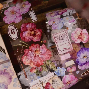 5-метровая рулонная лента Vintage Flower Pansy Floral Journal Washi PET Tape