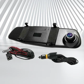 HD 1080P 4,3-дюймовая автоматическая видеокамера с циклической записью, двухобъективный автомобильный регистратор данных, монитор парковки заднего вида, встроенный динамик