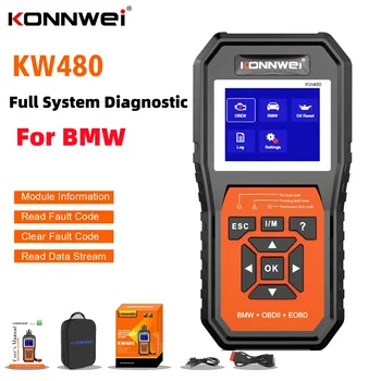 KONNWEI KW480 OBD2 Сканер для Автомобилей BMW OBD 2 ABS Подушка Безопасности SRS Сброс Масла Инструмент Диагностики Полных Систем Соответствие Батареи E38 E46