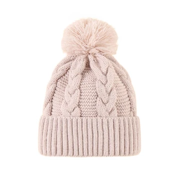 N80C Детская Зимняя шапочка для девочек и мальчиков, теплая вязаная шапка с помпоном для малышей, с помпоном для новорожденных