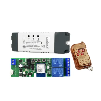Tuya Smart WiFi Switch Релейный Модуль + С Радиочастотным Пультом Дистанционного Управления 2 КАНАЛА AC/DC 7-32 В RF/APP Пульт Дистанционного Управления Умный Дом для Alexa