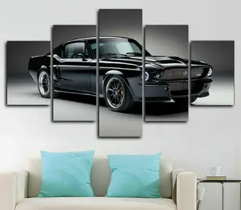 Автомобиль Ford 1967 года выпуска, темно-черный автомобиль, печать на холсте, настенное искусство, домашний декор, HD Печать фотографий Без рамок, декор комнаты, картины, плакат