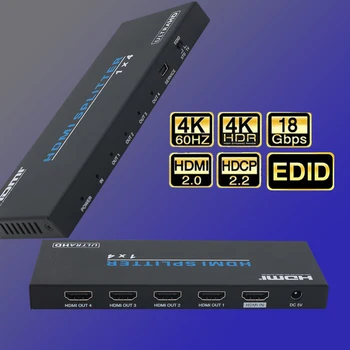 Адаптер разветвителя Интернета, HDMI-совместимый коммутатор, адаптер видеопереключателя, 1 вход 4 выхода, HDMI-совместимый разветвитель, коммутатор локальной сети, 18 Гбит/с
