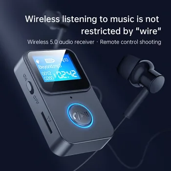 Аудиоприемник Bluetooth 5.0 С поддержкой TF-карты, MP3-плеер с большим экраном, FM-передатчик Без потерь, пульт дистанционного управления, мини-фотосъемка