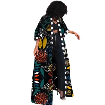 Африканская одежда для женщин 2023 Дашики Осень Зима Африканские женщины Длинная рубашка с принтом Кардиган Пальто Платье Африканские платья Женщины