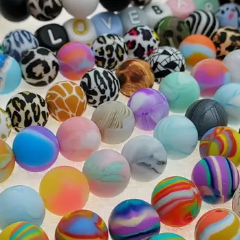 Более 6 Месяцев Браслет Ожерелье Принадлежности для творчества Детские товары 15 мм Силиконовые шарики Бусины Различных цветов Ювелирные Аксессуары