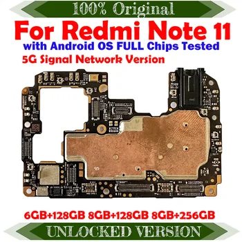 Версия 5G Оригинальные разблокированные материнские платы для Redmi Note 11 Материнская плата Global Logic Board 128 ГБ Полностью протестирована