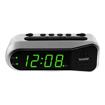Восходящий будильник, Серебристый корпус с Зелеными светодиодами, Загораются Настольные часы SPC100D с батарейным питанием, беспроводное зарядное устройство clock
