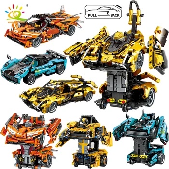 Городской технический откатывающийся деформированный робот-автомобиль серии строительных блоков Supercar Racing Vehicle, кирпичи, игрушки для детей
