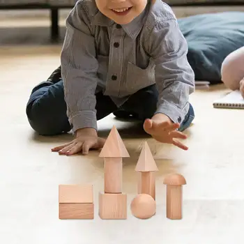 Деревянные геометрические массивные блоки Развивающие игрушки для детского сада домашних детей