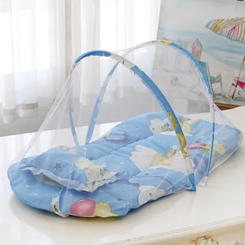 Детская кроватка, москитные сетки для младенцев, складывающиеся с хлопчатобумажными подушками, портативные складные детские постельные принадлежности, сетка для кроватки