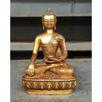Древний Бронзовый Бог буддизма Бронзовый Будда Амитабха Шакьямуни Тагата Резная Статуя