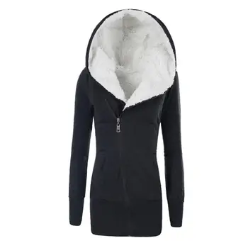 Женская куртка с капюшоном из овечьего флиса, пальто, теплое повседневное зимнее пальто, флисовая куртка, кардиган средней длины для верхней женской одежды