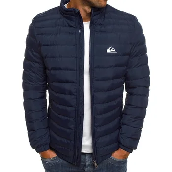 Зимняя куртка Мужская со стоячим воротником, теплый пуховик, уличная мода, Повседневная брендовая верхняя мужская куртка-парка