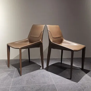Итальянский обеденный стул MOMO, Минималистичный стул со спинкой, модель ресторана, Дизайнерское кресло для переговоров, Кожаное кресло для дома