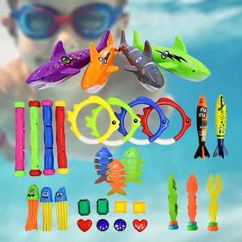 Кольцо для дайвинга, палочки для дайвинга, набор игрушек для бассейна с сумкой для хранения, игры в бассейне, нетоксичные упражнения для тела для ребенка