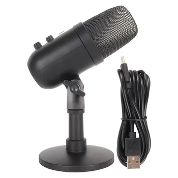 Конденсаторный микрофон Подключи и играй Без задержек Прослушивание с возможностью поворота на 360 градусов RGB подсветка USB Конденсаторный микрофон для ноутбука