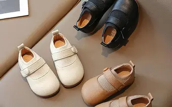 Модельные туфли Для маленьких девочек; Повседневная Противоскользящая обувь на плоской подошве Для Осенне-зимних девочек; Обувь Для Новорожденных Маленьких девочек-Дошкольниц; Детские Девочки и