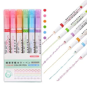 Набор из 6 предметов Curve Highlighter с 6 ручками различной формы, разноцветными криволинейными ручками, хайлайтером различных цветов
