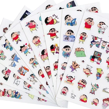 Наклейки с аниме-карандашом Шин-чан, Наклейка с выражением лица из мультфильма, альбом для мобильного компьютера, Дневник, Прозрачные наклейки Каваи из ПВХ