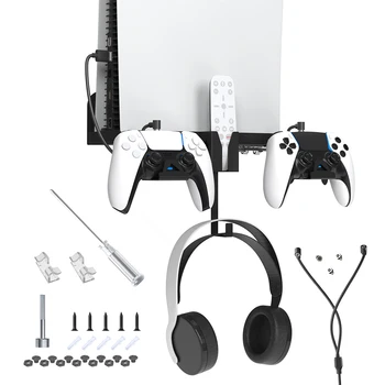 Настенное крепление для консоли PS5, прочная металлическая компактная подставка, кронштейн, вешалка для контроллера Playstation 5, аксессуары для гарнитуры.