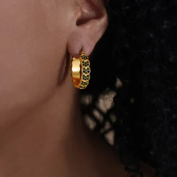 Нержавеющая сталь 316L, женские серьги-кольца для обручения с манжетами для ушей, богемные красочные циркониевые серьги