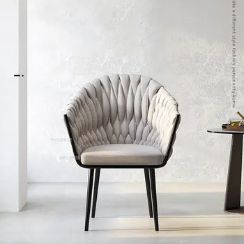 Обеденные стулья Nordic Designer Бытовая мебель для столовой Кресло с тканевой спинкой Современное кресло для переговоров на открытом воздухе