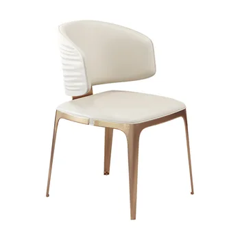Обеденные стулья в скандинавском стиле со спинкой, металлические Современные минималистичные золотые кухонные Роскошные обеденные стулья, хорошая белая мебель Sillas Para Comedor