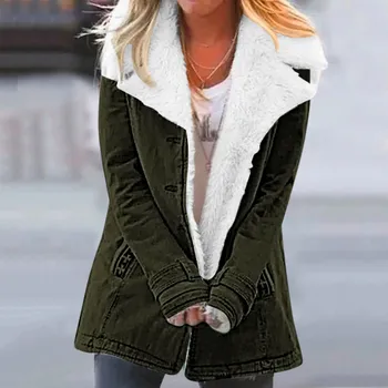 Плюшевая куртка-бомбер, женское пальто, теплая осенне-зимняя однобортная верхняя одежда с длинным рукавом, винтажный свитер, женское пальто