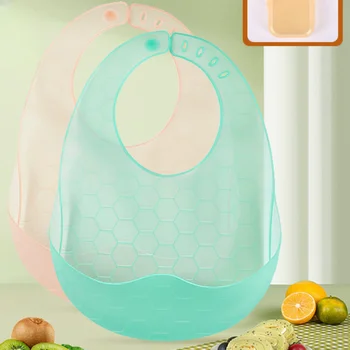 Полотенце от слюны для кормления ребенка, Новый детский силиконовый нагрудник с объемным карманом для риса, водонепроницаемый силиконовый нагрудник для слюны