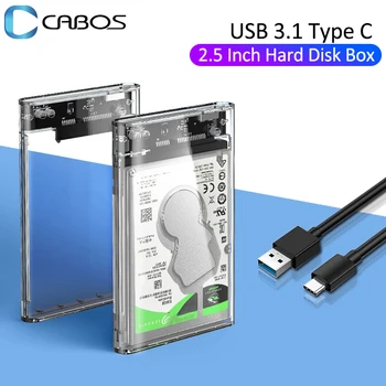 Прозрачный Футляр для жесткого диска 2,5-дюймовый SSD SATA к USB3.0 3,1 Type C Мобильный Внешний жесткий диск Чехол Поддержка 6 ТБ Для SDD Корпус жесткого диска