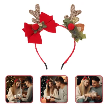 Рождественская Повязка на голову с Оленьими рогами, Аксессуары для волос для девочек, Декоративные Головные Уборы для Рождественской вечеринки