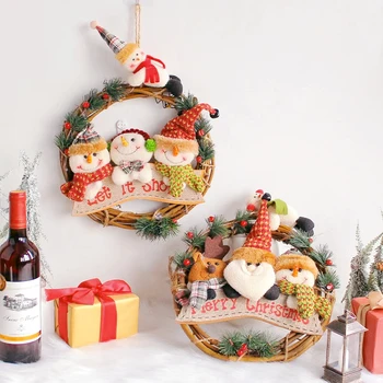 Рождественская подвеска в виде снеговика, Рождественская гирлянда, украшения из виноградной лозы для домашнего декора, украшения для рождественской вечеринки