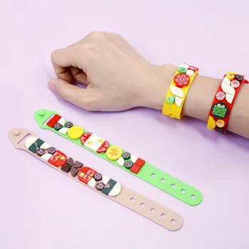 Рождественский браслет, строительные блоки для браслета, мультяшный силиконовый браслет в китайском стиле, обучающие игрушки для сборки своими руками для