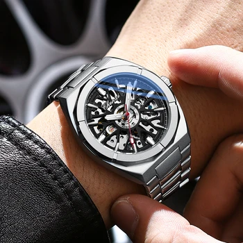 Спортивные часы CHENXI от ведущего бренда, Мужские наручные часы с автоматическим заводом из нержавеющей стали, мужские часы-скелет Winner Reloj Hombre