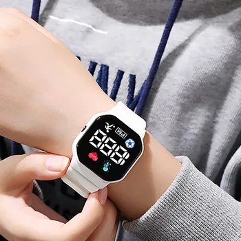Студенческие часы светодиодные цифровые часы для девочек и мальчиков Спортивные армейские военные силиконовые часы Электронные часы Reloj Hombre