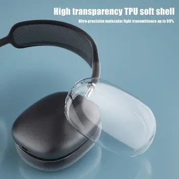 Точное расположение отверстий Чехол для наушников Прозрачный на 360 градусов Защитный чехол для Airpods Max с защитой от пожелтения силиконовых чехлов из Тпу