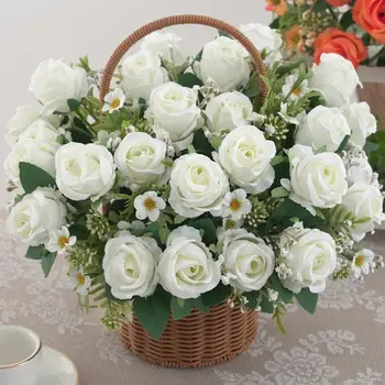 Цветы для свадебной фотосессии Реалистичная имитация розы Венеры, искусственный букет цветов для необслуживаемого домашнего декора Свадьбы