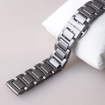Чистый ремешок для часов Керамический Полированный Черно-белый аксессуары для часов 18 мм 20 мм 22 мм подходят для samsung Huawei smart watches сменные ремешки