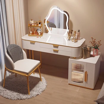 Шиферные комоды из массива дерева, Современная мебель для спальни, простой туалетный столик с зеркалом, легкий Роскошный туалетный столик для маленькой квартиры