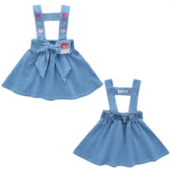 Японское платье для девочек Magic Bear с любовным письмом, платья с бантом и ремешками, Джинсовая юбка, детская одежда, комбинезоны для девочек, юбки Vestido